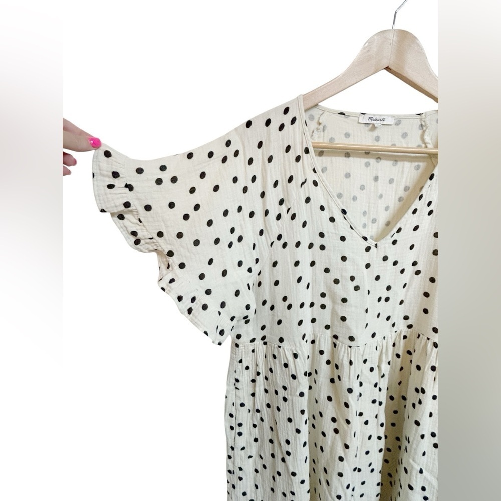 Madewell Dot Toss Lightspun Ruffle Babydoll Dress Size Large - Picture 6 of 10
